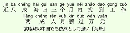 就職難の中国でも依然として強い「海帰」 就職難の中国でも依然として強い「海帰」