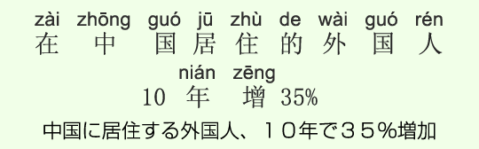 中国に居住する外国人、10年で35%増加 中国に居住する外国人、10年で35%増加