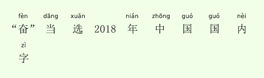 2018年の中国を表す漢字は「奮」 2018年の中国を表す漢字は「奮」