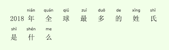 2018年、世界で一番多い名字は? 2018年、世界で一番多い名字は?