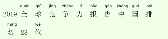 2019年世界競争力報告、中国は28位に 2019年世界競争力報告、中国は28位に