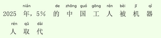 2025年、中国人労働力の5%がロボットに取って代わられる 2025年、中国人労働力の5%がロボットに取って代わられる