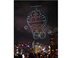 香港で、「ドラえもん」がテーマの“ドローンショー”開催
